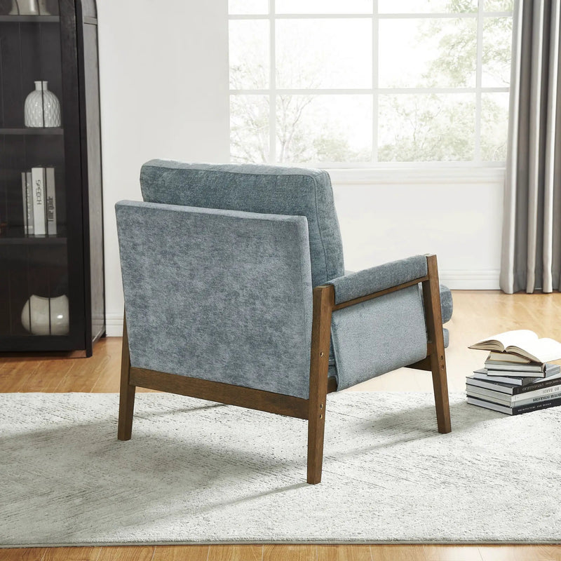 Kelly - Mid-Century Modern Velvet Accent Armchair - Blue by HouseOfZazla