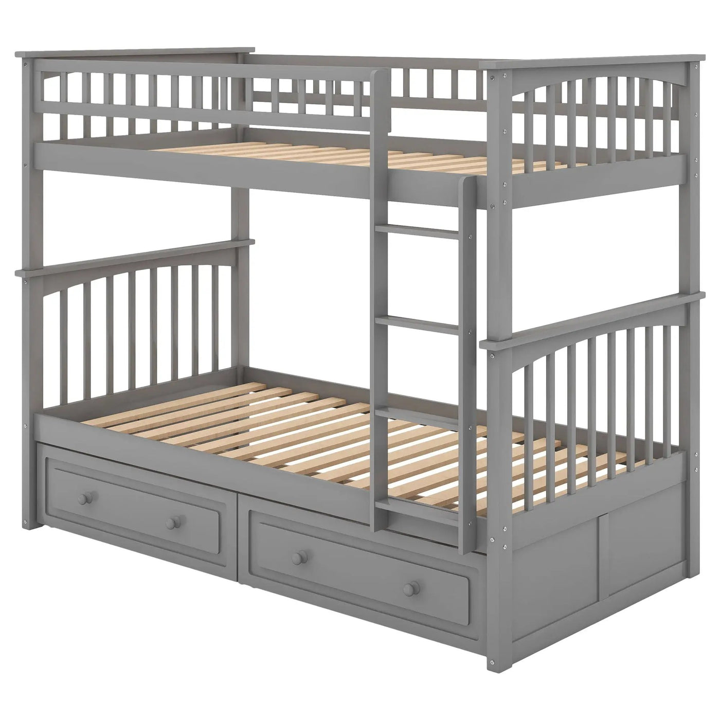 Twin Over Twin Bunk Bed With Drawers, Convertible Beds by HouseOfZazla