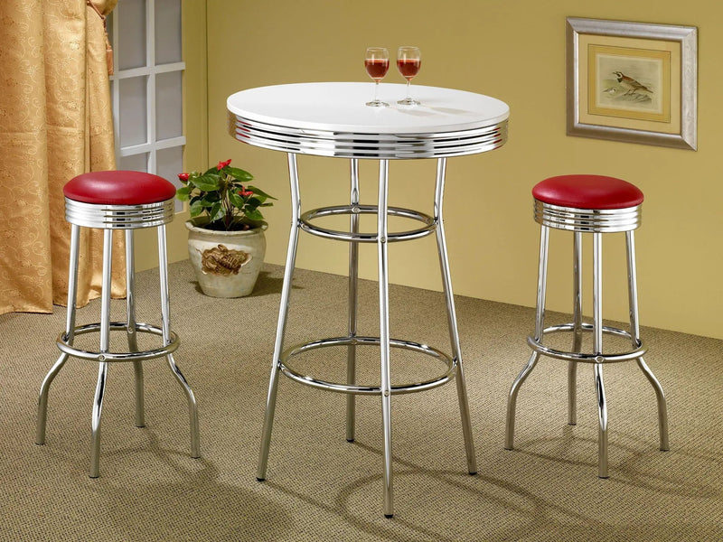 Retro Upholstered Metal Swivel Bar Stool Red (Set of 2) by Unique Piece Furniture