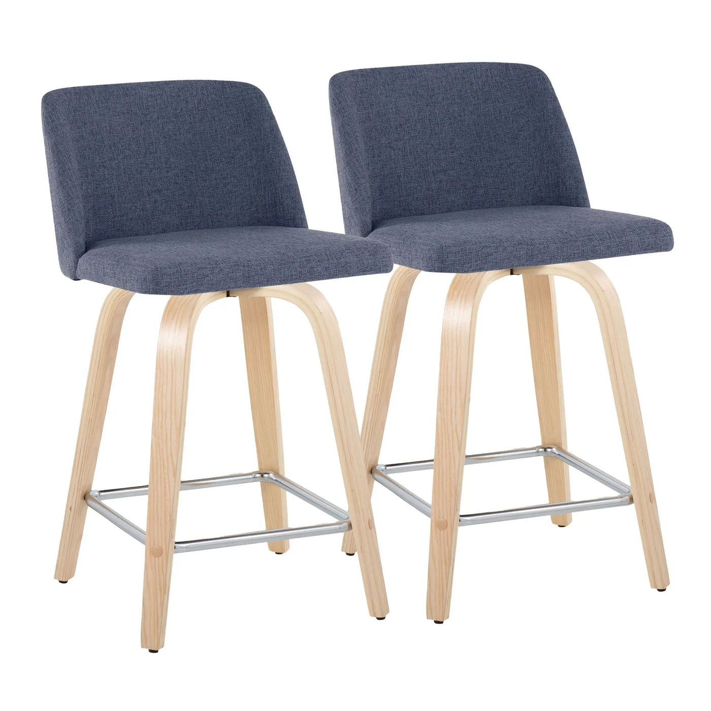 Toriano - Contemporary Fixed Height Counter Stool With Swivel With Square Footrest (Set of 2) by HouseOfZazla