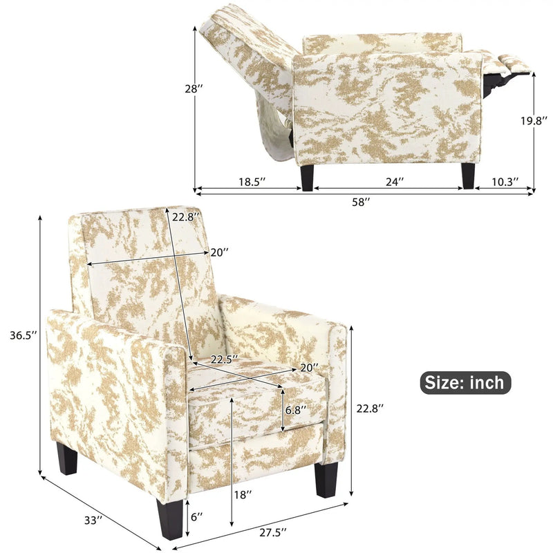 Push Back Upholstered Recliner Armchair by HouseOfZazla