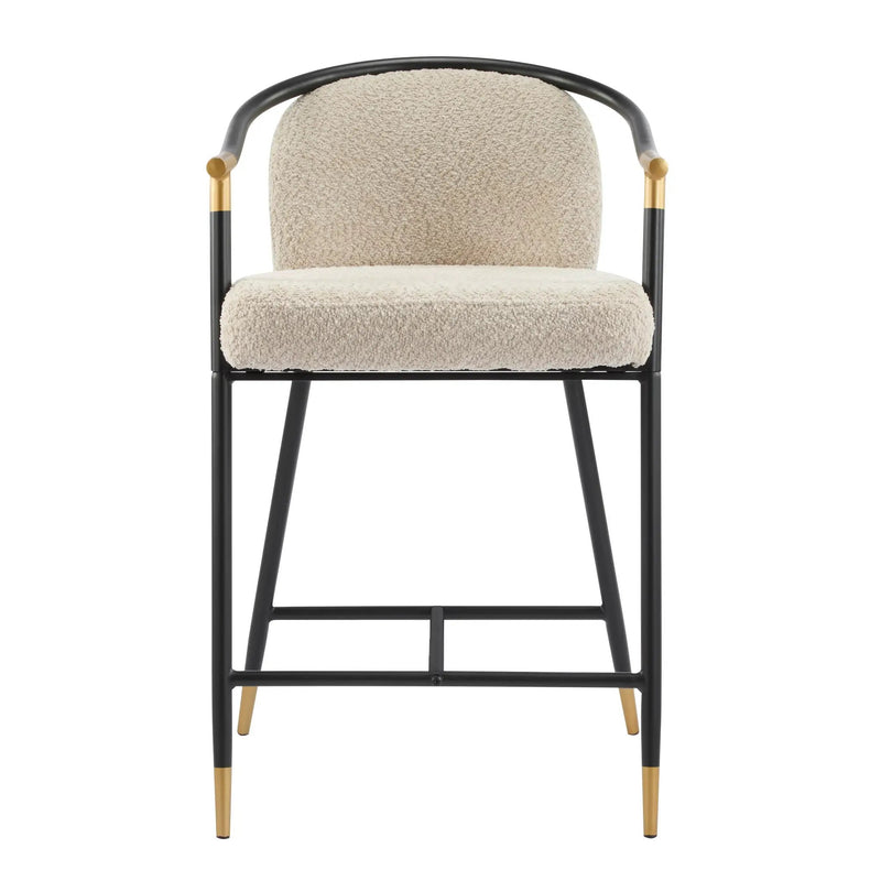 26" H Upholstered Counter Stool with Metal Frame (Set of 2) - Almond by HouseOfZazla