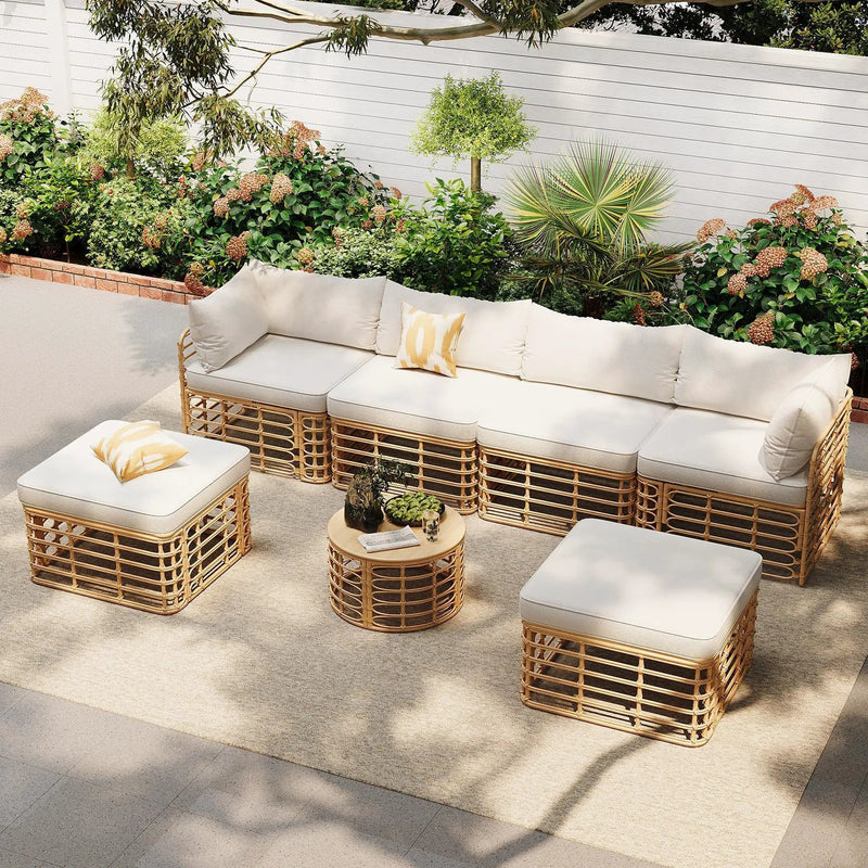 All-Weather 7-Piece Rattan Outdoor Sectional Sofa Set by HouseOfZazla