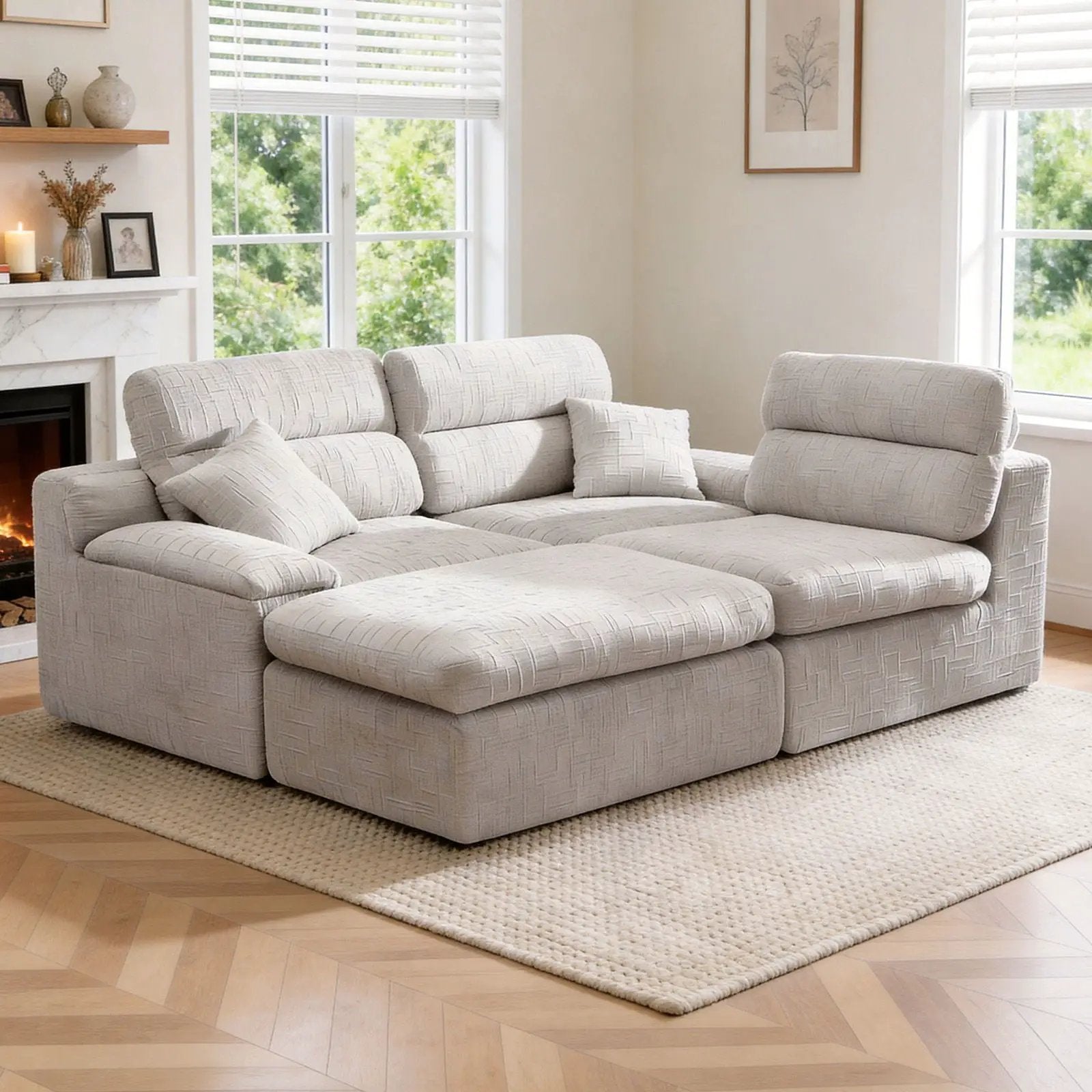 Corner Chaise Sofa With High Backrest by Unique Piece Furniture