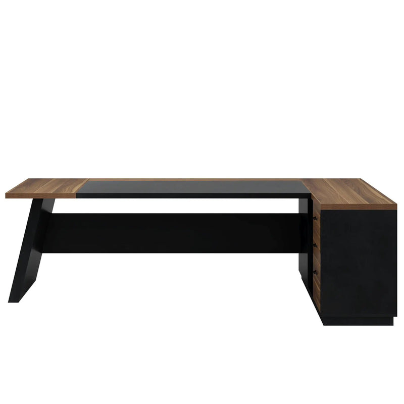 L-Shaped Executive Desk With File Cabinet & Drawers by HouseOfZazla