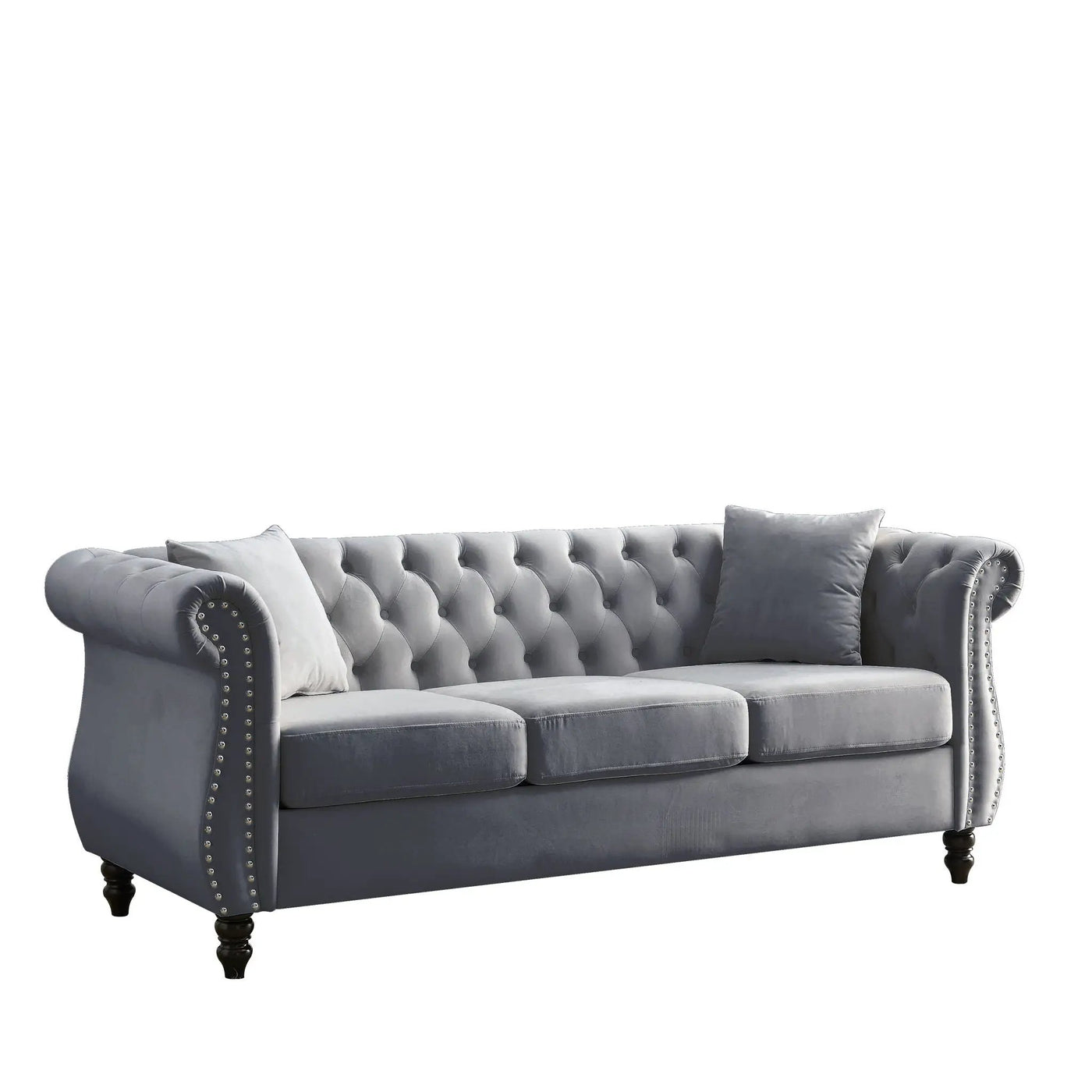 Chesterfield Sofa With Rolled Arms And Nailhead Trim by HouseOfZazla