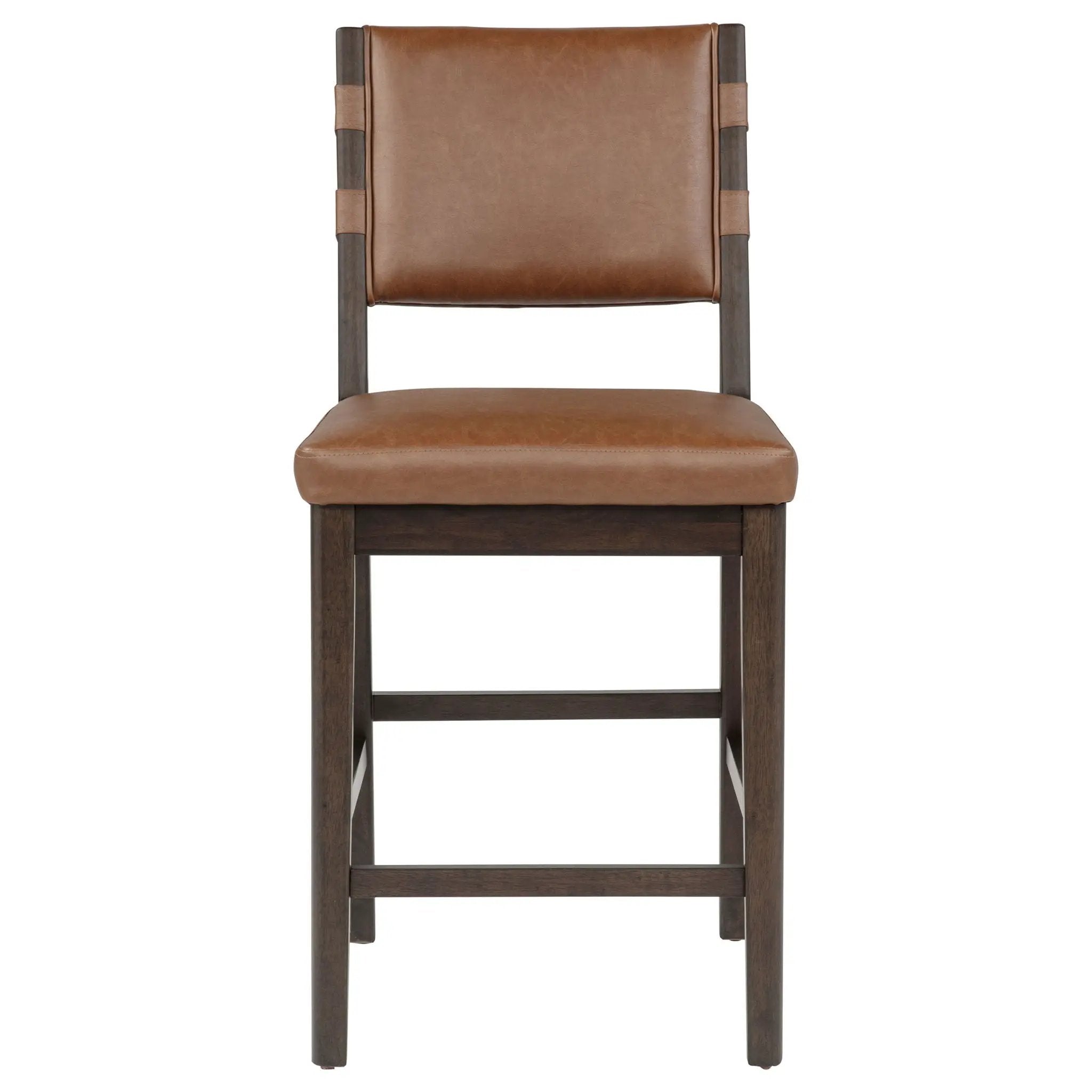 Tegan Faux Leather Upholstered Counter Height Chair Cognac (Set of 2) by Unique Piece Furniture