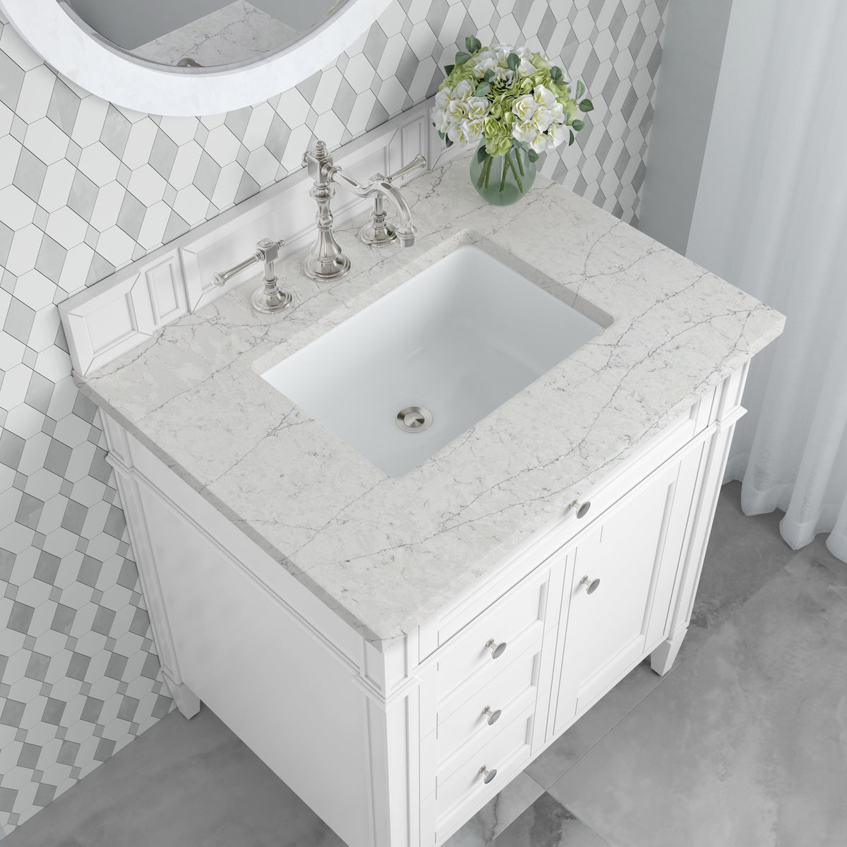 James Martin Brittany 30" Single Bathroom Vanity, Bright White, view 36