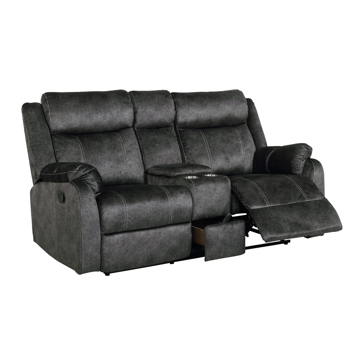 Reclining Loveseat with Manual Recline and Storage - Dark Brown or Dark Gray, photo 21 of 24