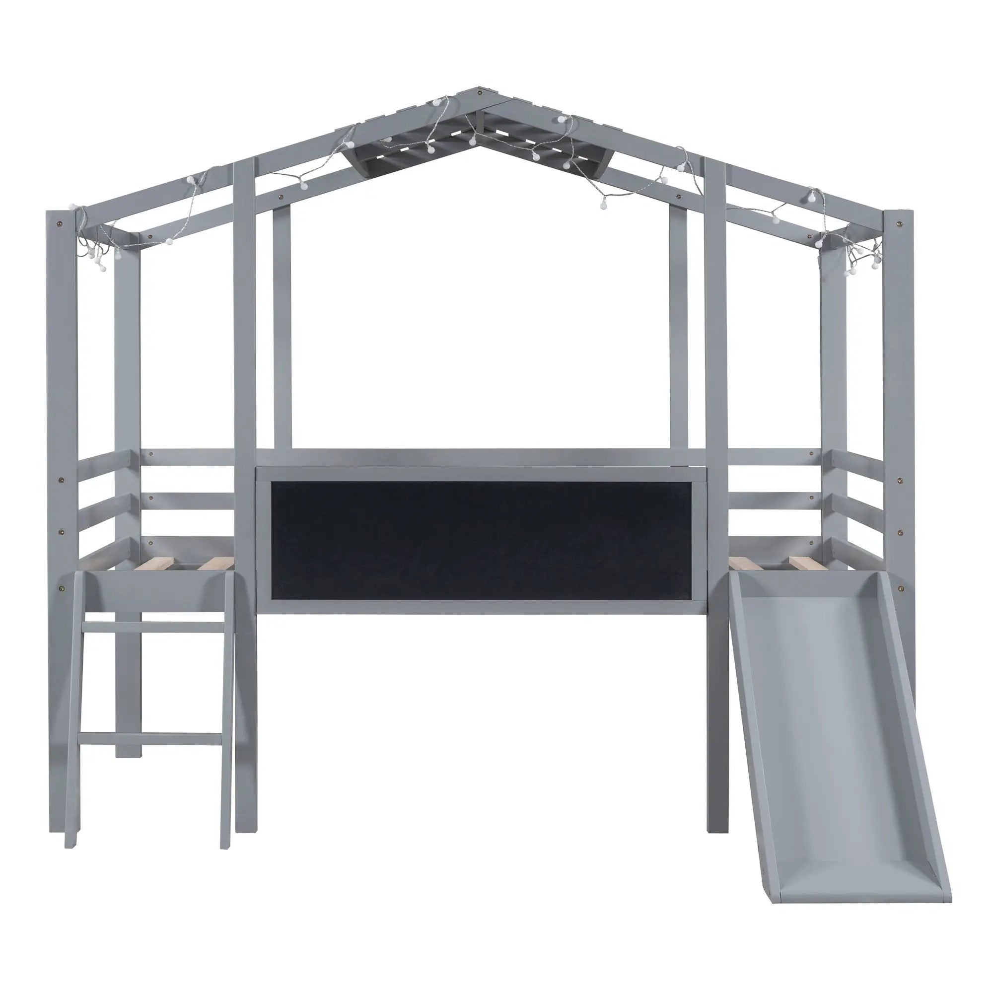 Loft House Bed With Ladder And Slide, With board And Light Strip On The Roof by HouseOfZazla