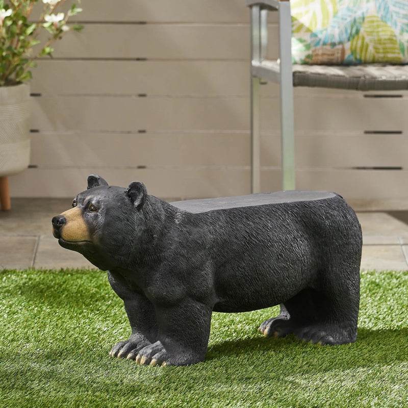 MGO Bear Bench, Concrete Outdoor Bench, Matte Black by HouseOfZazla