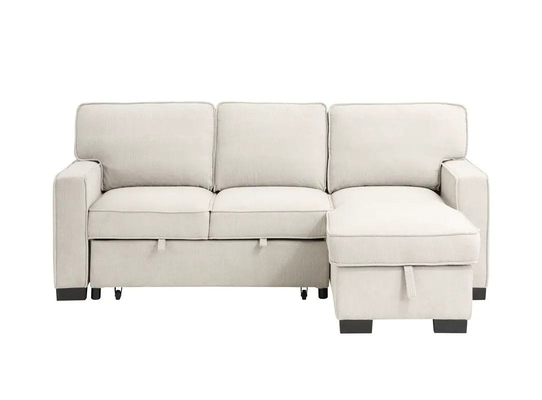 Estelle - Fabric Reversible Sleeper Sectional With Storage Chaise Drop-Down Table 2 Cup Holders And 2 USB Ports by HouseOfZazla