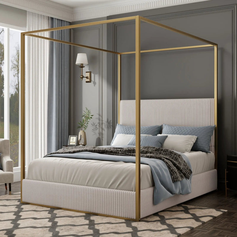 Luxury Canopy Bed With Upholstered Headboard by HouseOfZazla