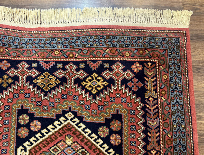5x7 Persian Tribal Design Rug, Wool, Geometric Medallions, Vintage, Power Loomed by Jewel Rugs