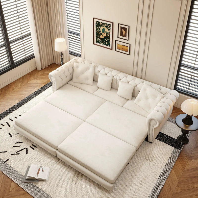 3 In 1 Convertible Sleeper Sofa Bed With Movable Ottoman by HouseOfZazla
