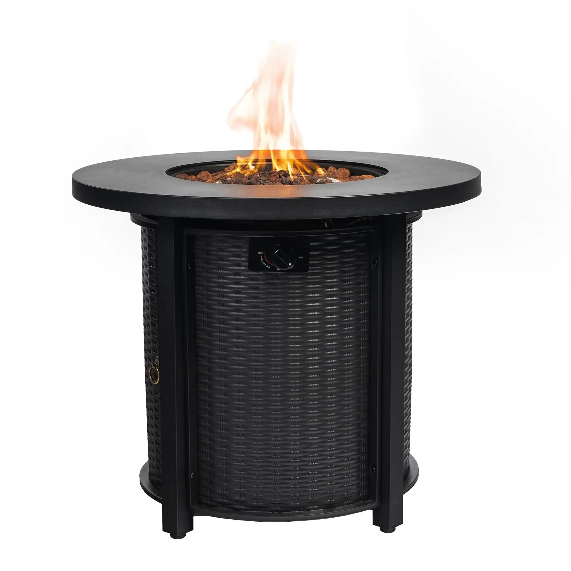 30" Propane Gas Fire Pit Table, 50000 BTU Round Steel Fire Pit by HouseOfZazla