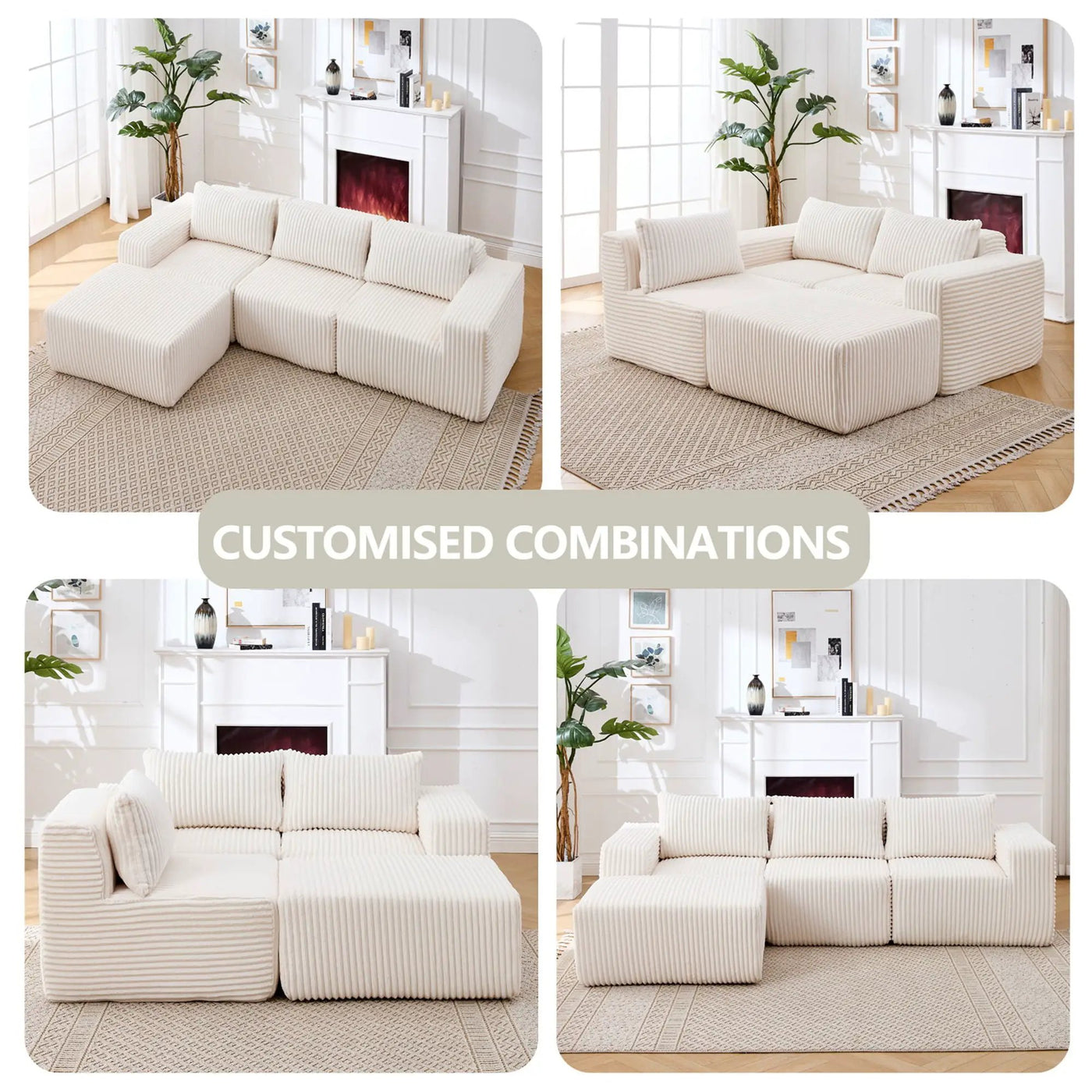 L - Shape Modern Minimalist Modular Sectional Sofa, Upholstered Cloud Couch With Deep Seats by Unique Piece Furniture