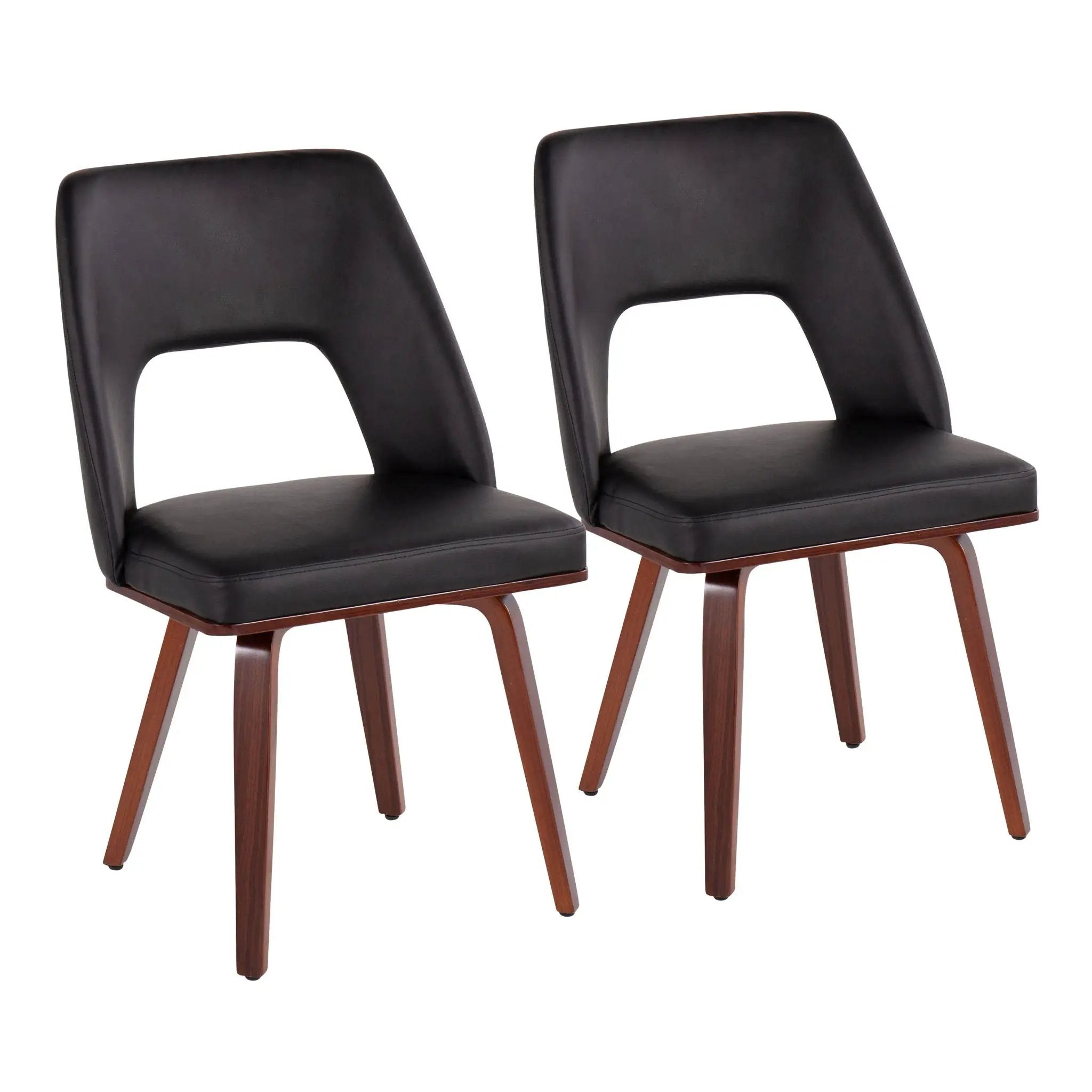 Triad - Mid-Century Modern Upholstered Chair (Set of 2) - Walnut / Black by HouseOfZazla