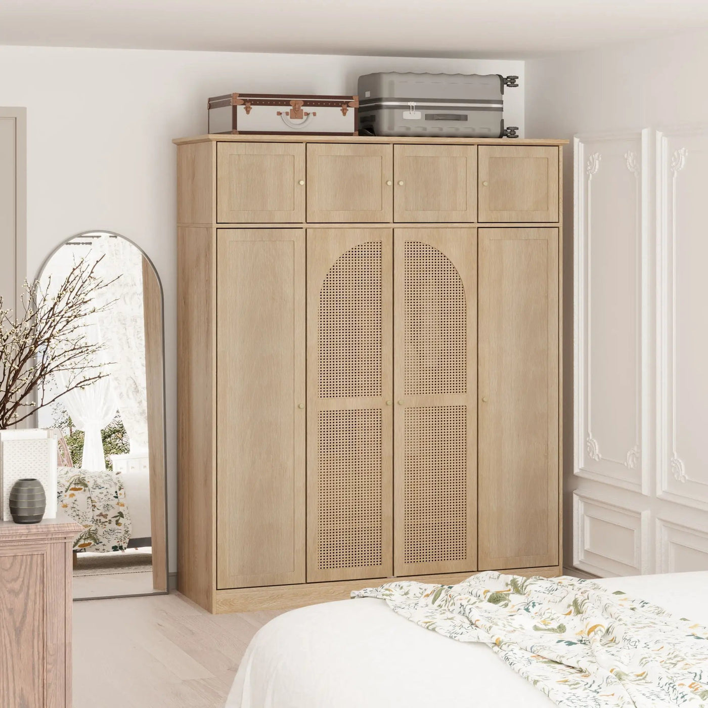 8 Door Armoire Wardrobe with Adjustable Shelves and Hanging Rod by HouseOfZazla