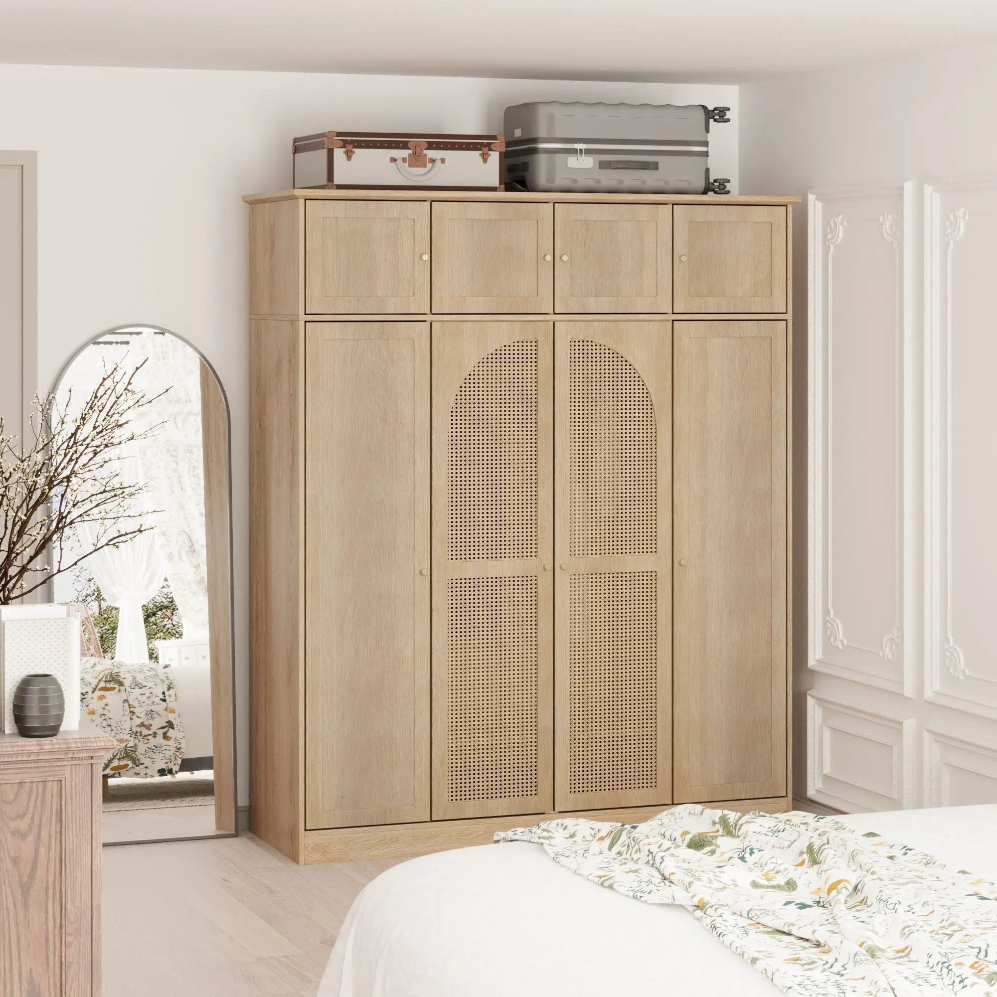 8 Door Armoire Wardrobe with Adjustable Shelves and Hanging Rod by HouseOfZazla