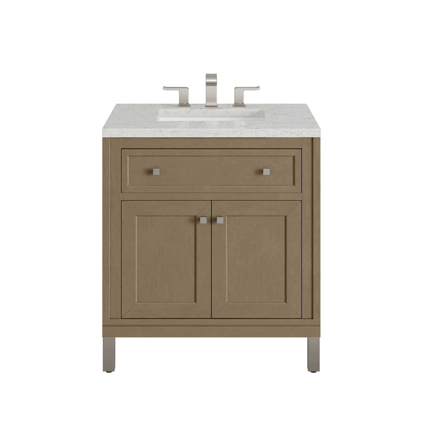 James Martin Chicago 30" Single Bathroom Vanity, Walnut Whisper with Eternal Jasmine Pearl countertop