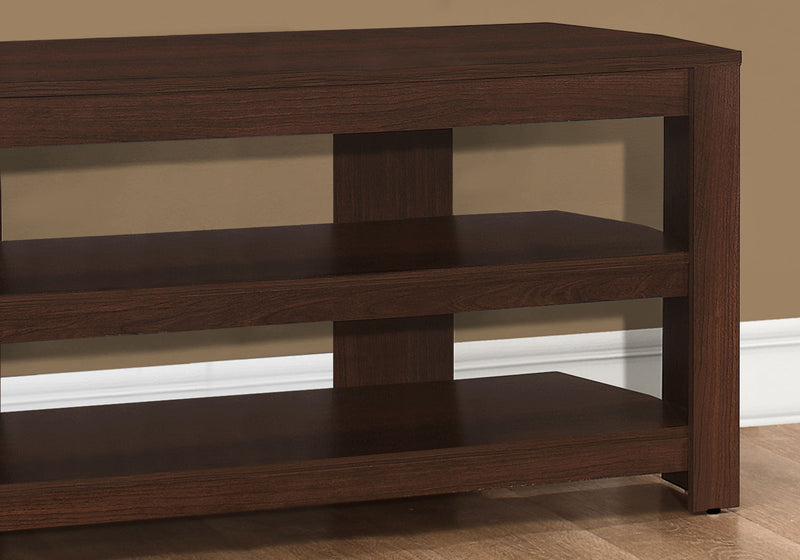 Cherry Wood TV Stand Console with Storage Shelves - Dark Brown, photo 4 of 4