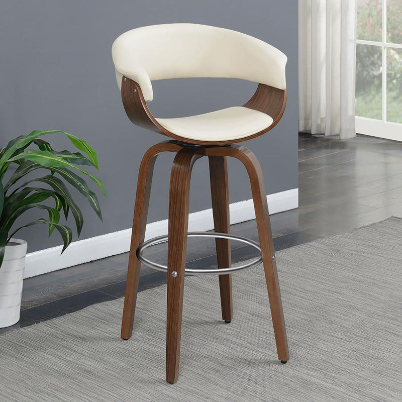 Swivel Bar Stool Elegant Design With Upholstery - Cream by HouseOfZazla