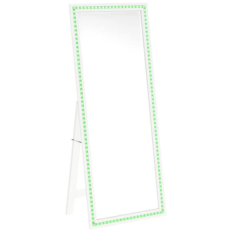 Windrose 28 x 67 Inch Tempered LED Standing Mirror White by Unique Piece Furniture