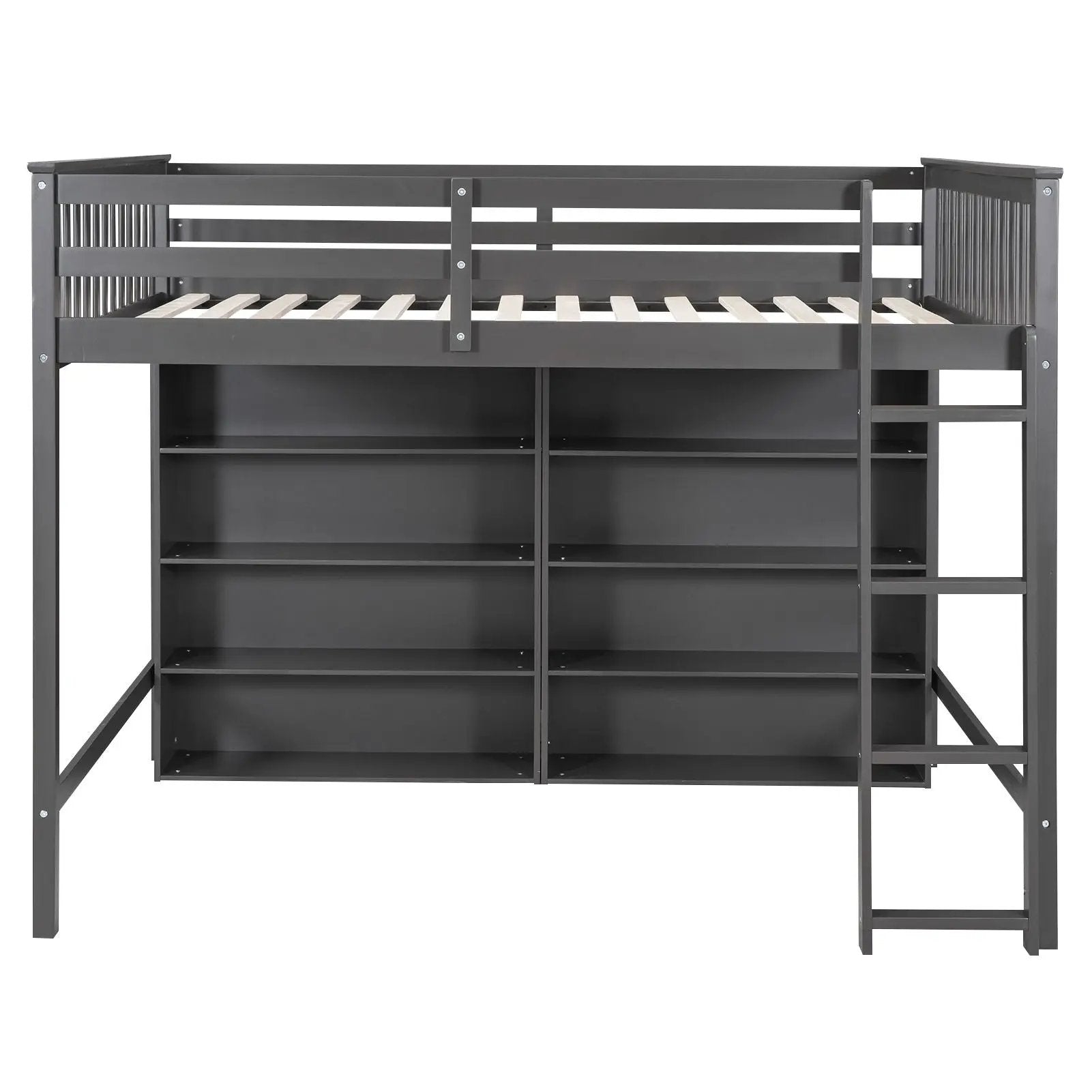 Loft Bed With 8 Open Storage Shelves And Built In Ladder by Unique Piece Furniture