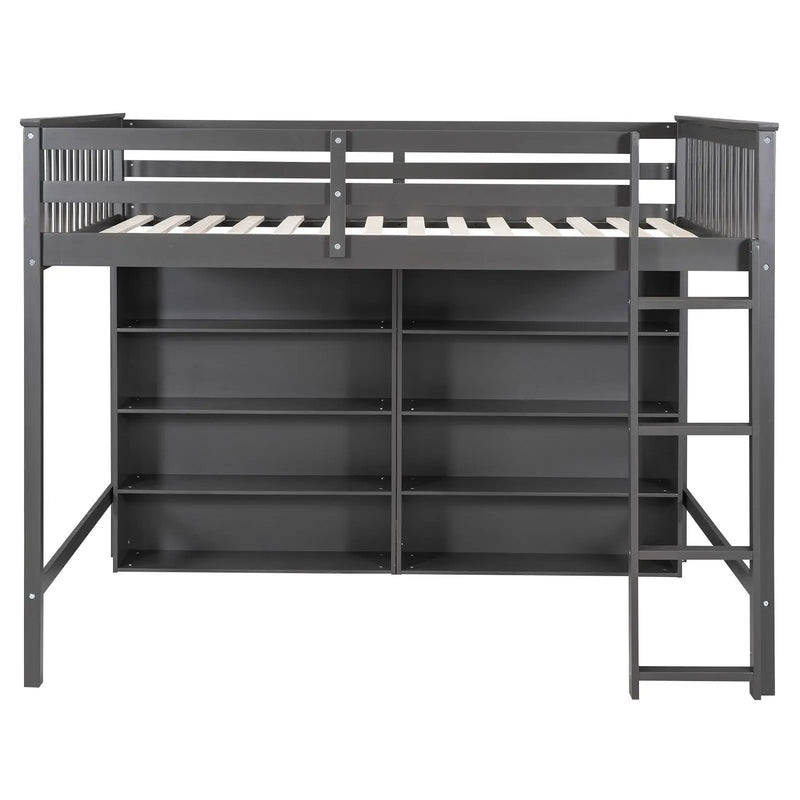 Loft Bed With 8 Open Storage Shelves And Built In Ladder by Unique Piece Furniture
