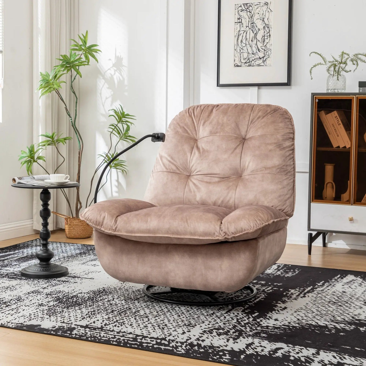 Modern Swivel Gliding Recliner Chair With Rocking Function And Phone Holder, Large Comfortable by HouseOfZazla