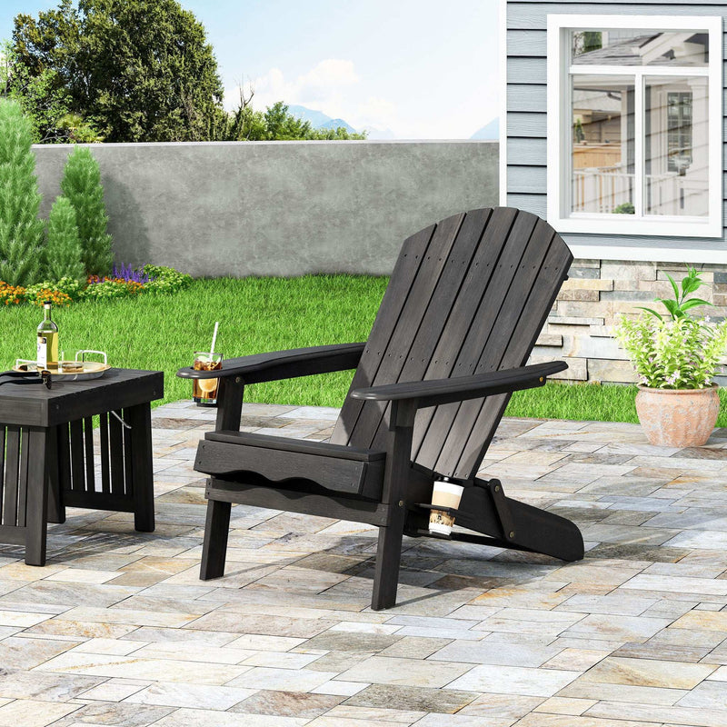 Zenithia Outdoor Foldable Adirondack Chair With 2 Cup Holders by HouseOfZazla