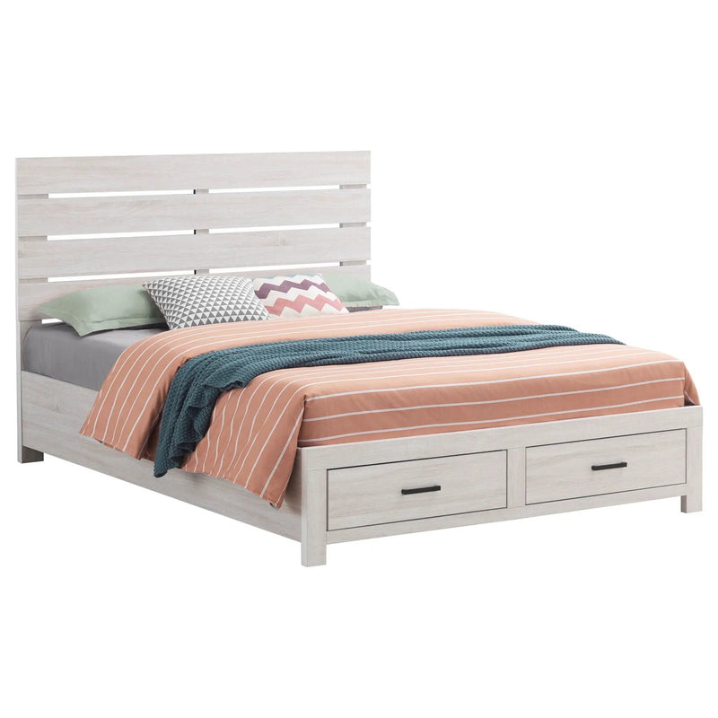 Brantford Wood Queen Storage Panel Bed Coastal White by Unique Piece Furniture