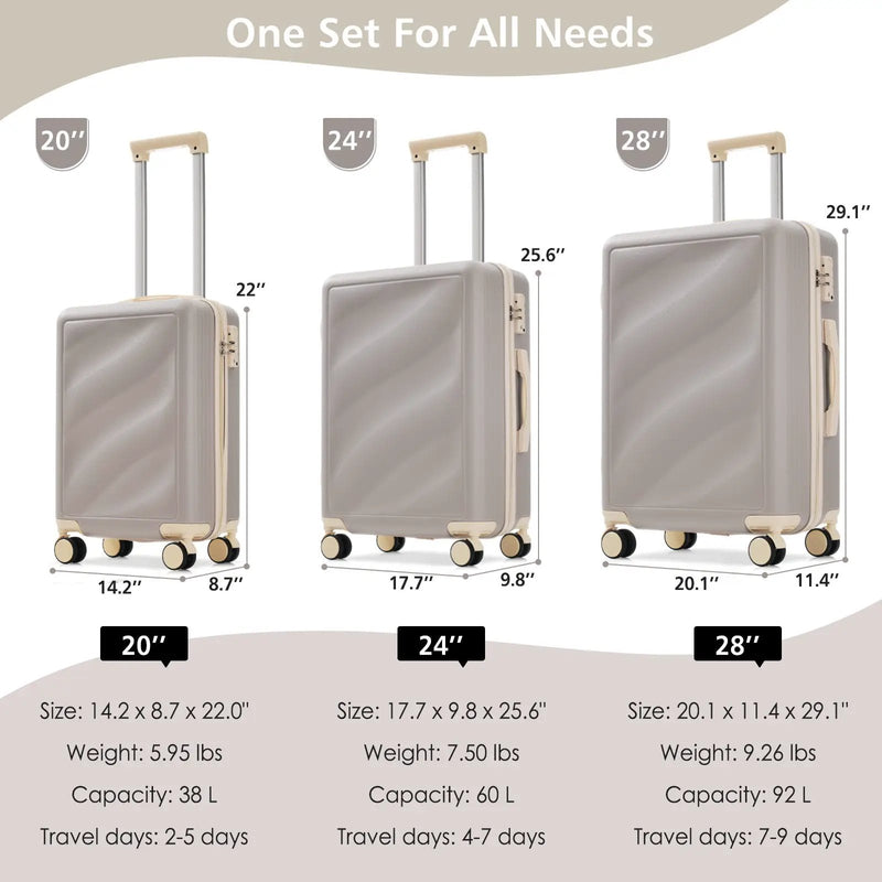 3 Piece Lightweight ABS Luggage Set by HouseOfZazla