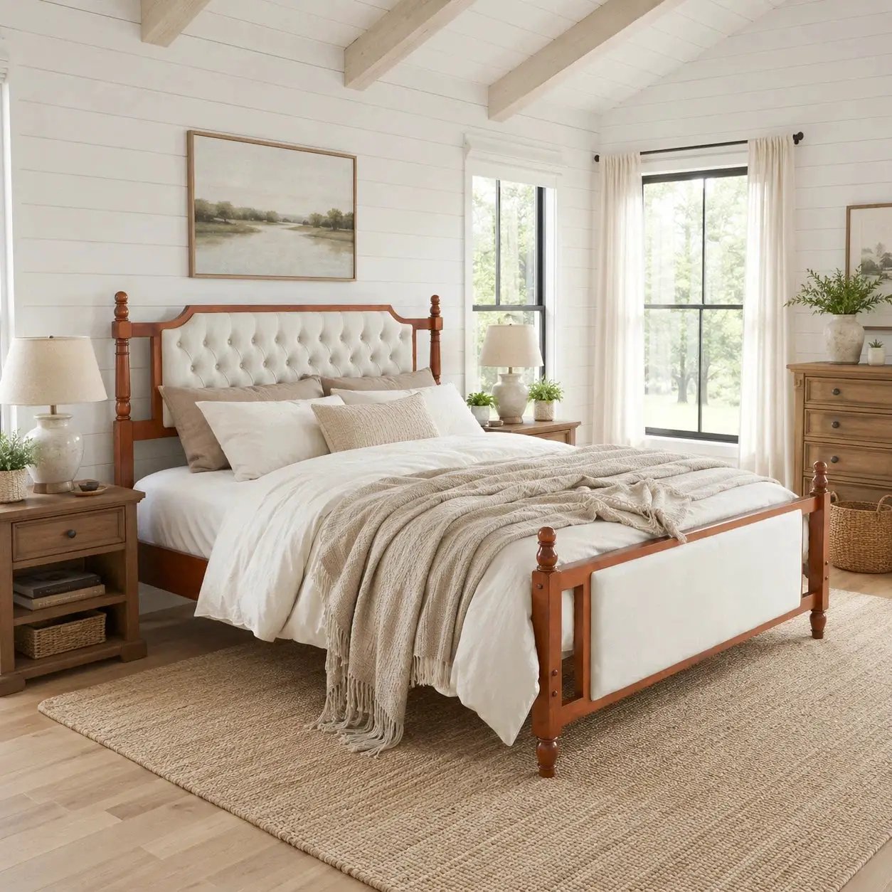 Queen Size Upholstered Platform Bed with Button Tufted Headboard by HouseOfZazla