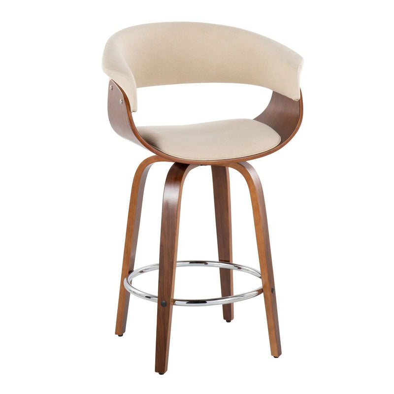 Vintage Mod - Mid Century Modern Fixed Height Counter Stool With Swivel With Round Footrest (Set of 2) by HouseOfZazla