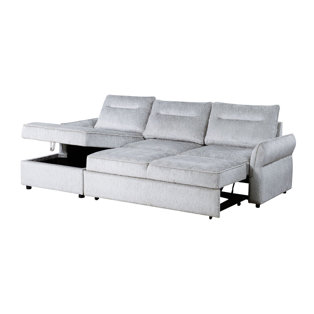 Gray Sofabed Stationary Sectional with Storage - Contemporary Design, photo 9 of 12