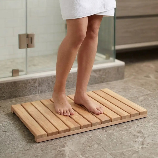 Cedar Wood Shower Mat - Non-Slip Slatted Bath Mat, photo 2 of 10