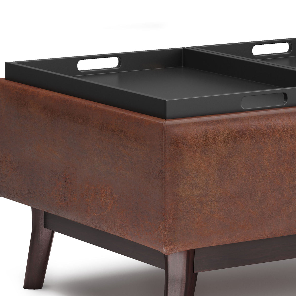 Tray Top Upholstered Storage Ottoman Coffee Table with Solid Wood Base - Multiple Colors, photo 24 of 24