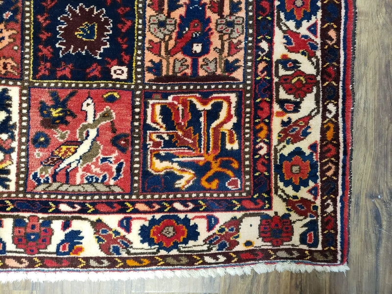 Antique Persian Bakhtiari Rug circa 1920s, Kheshti Panel Design, Wool, Hand-Knotted, 5'3" x 10' by Jewel Rugs
