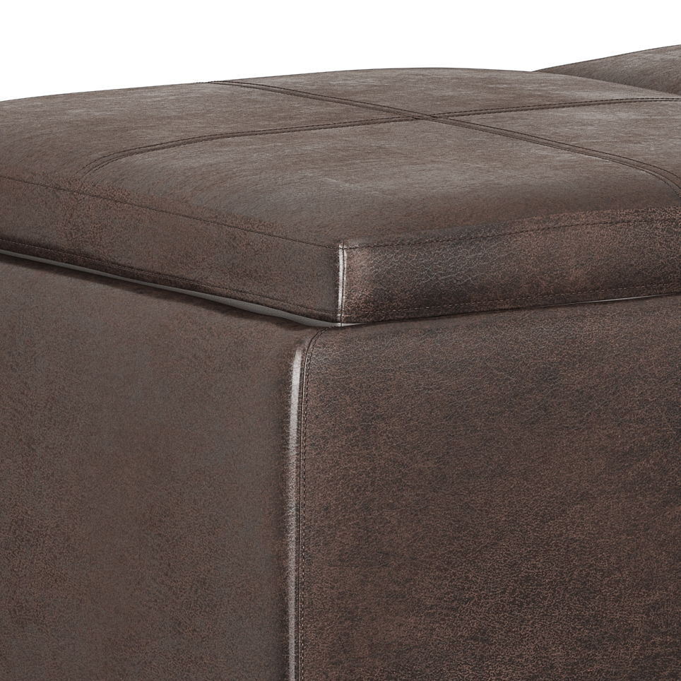 Distressed Brown Storage Ottoman with Interior Storage - Dark Brown, photo 6 of 7