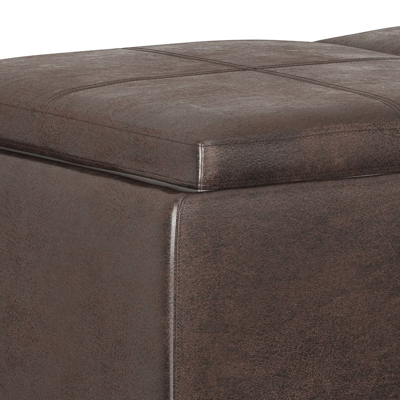 Distressed Brown Storage Ottoman with Interior Storage - Dark Brown, photo 6 of 7