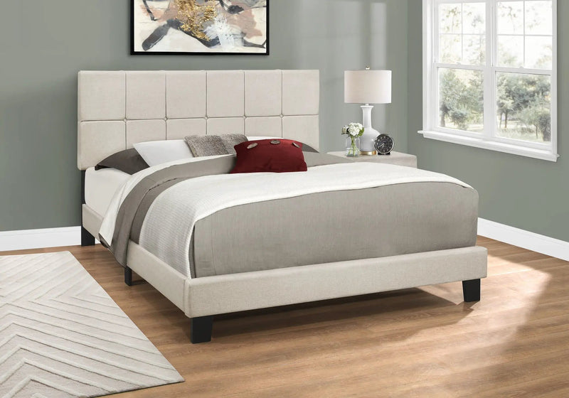 Queen Size Bed, Upholstered, Transitional - Beige by Unique Piece Furniture