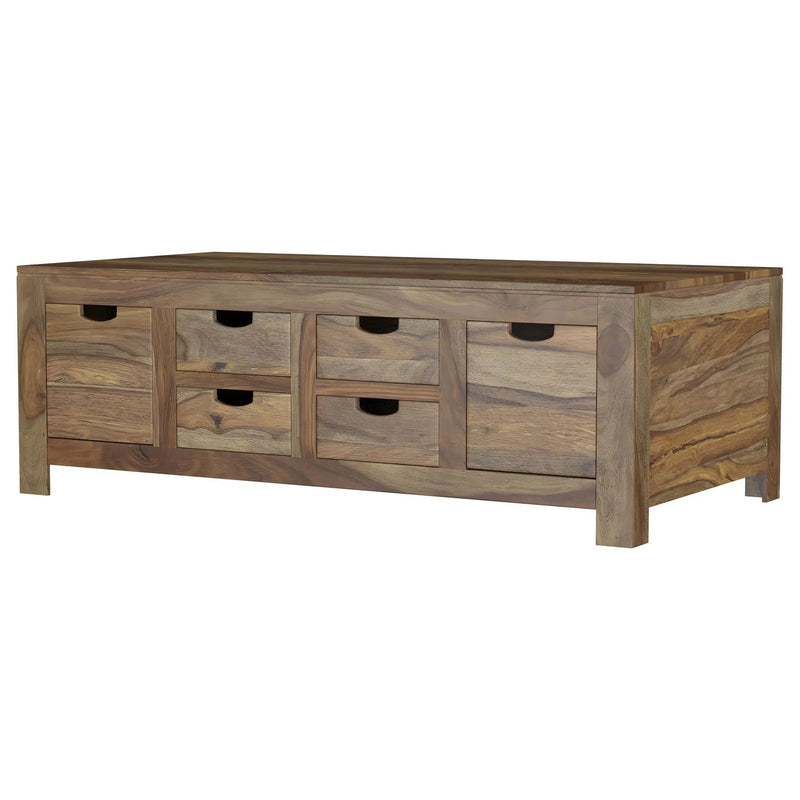 Esther 6-drawer Solid Wood Coffee Table Natural Sheesham by Unique Piece Furniture