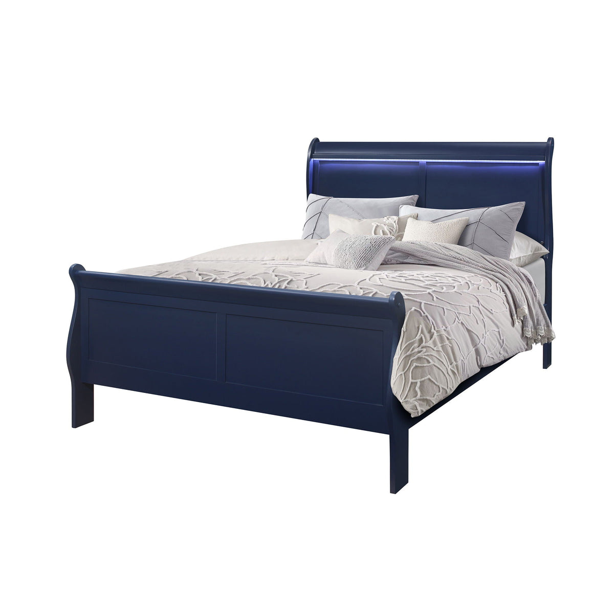 Modern Sleigh Bed with LED Lighting - Blue or White, photo 22 of 24