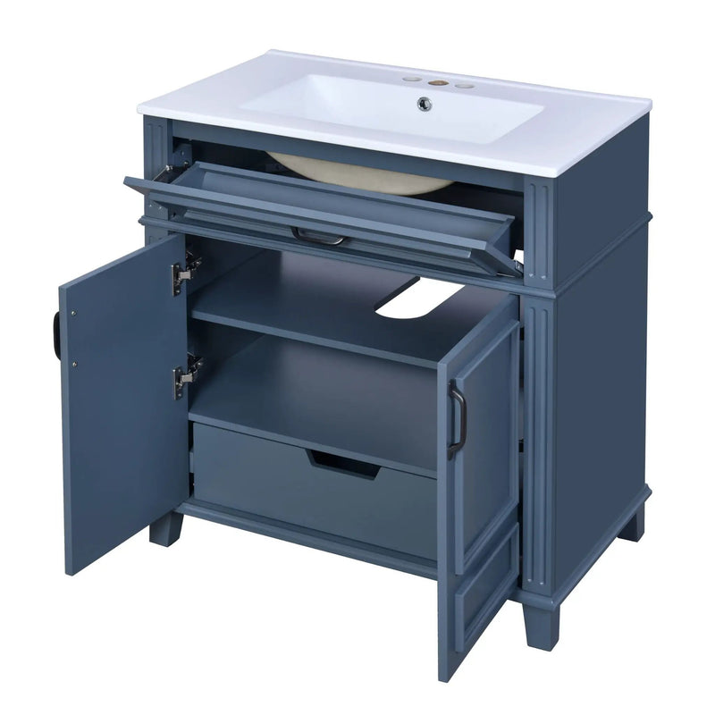 Bathroom Vanity With Sink Storage Cabinet - Blue by Unique Piece Furniture