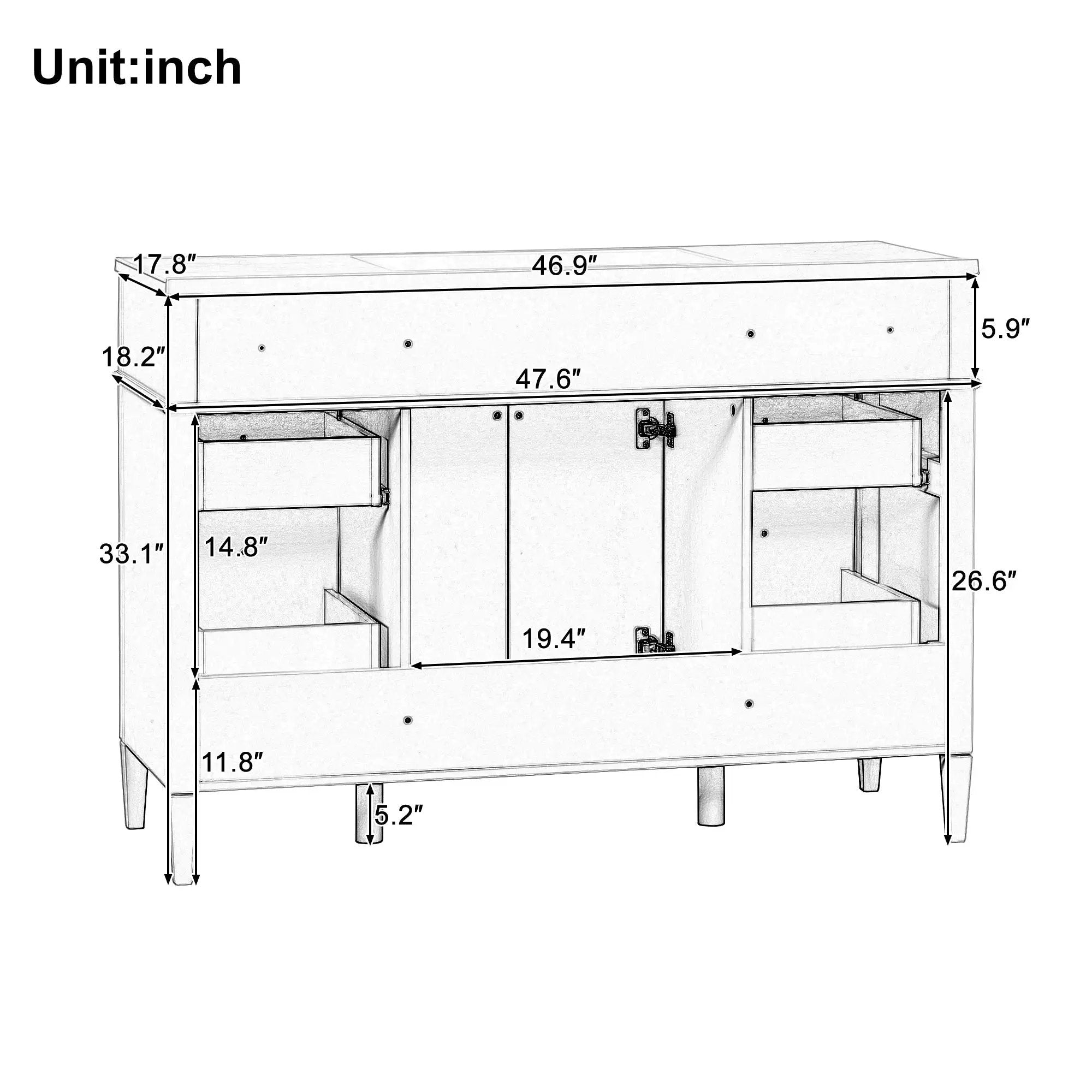 48 Inch Bathroom Vanity with Sink Top by HouseOfZazla