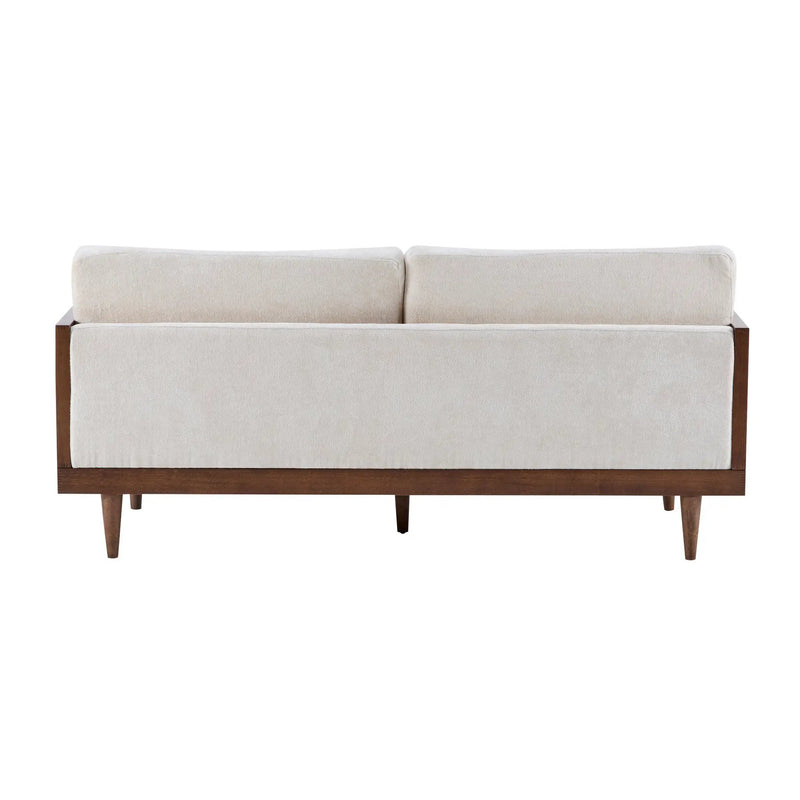 EMIR 72" Square Arm 3-Seater Boucle Sofa with Cane Rattan and Wooden Frame by HouseOfZazla