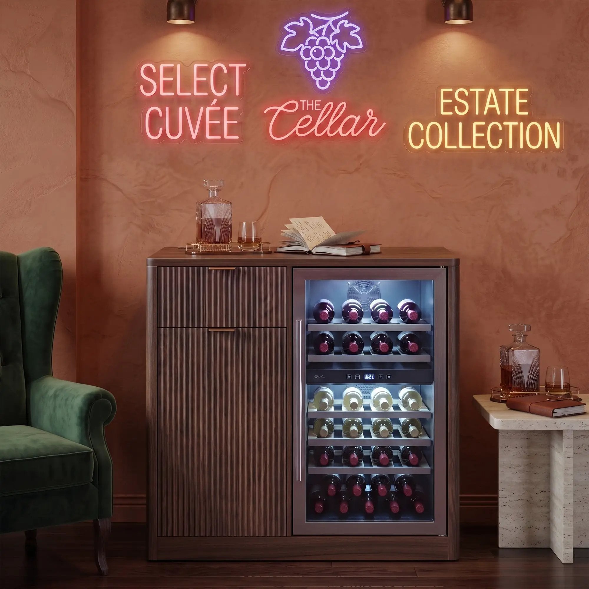 K&K 39.4" Coffee Bar Cabinet with Fridge Space by HouseOfZazla