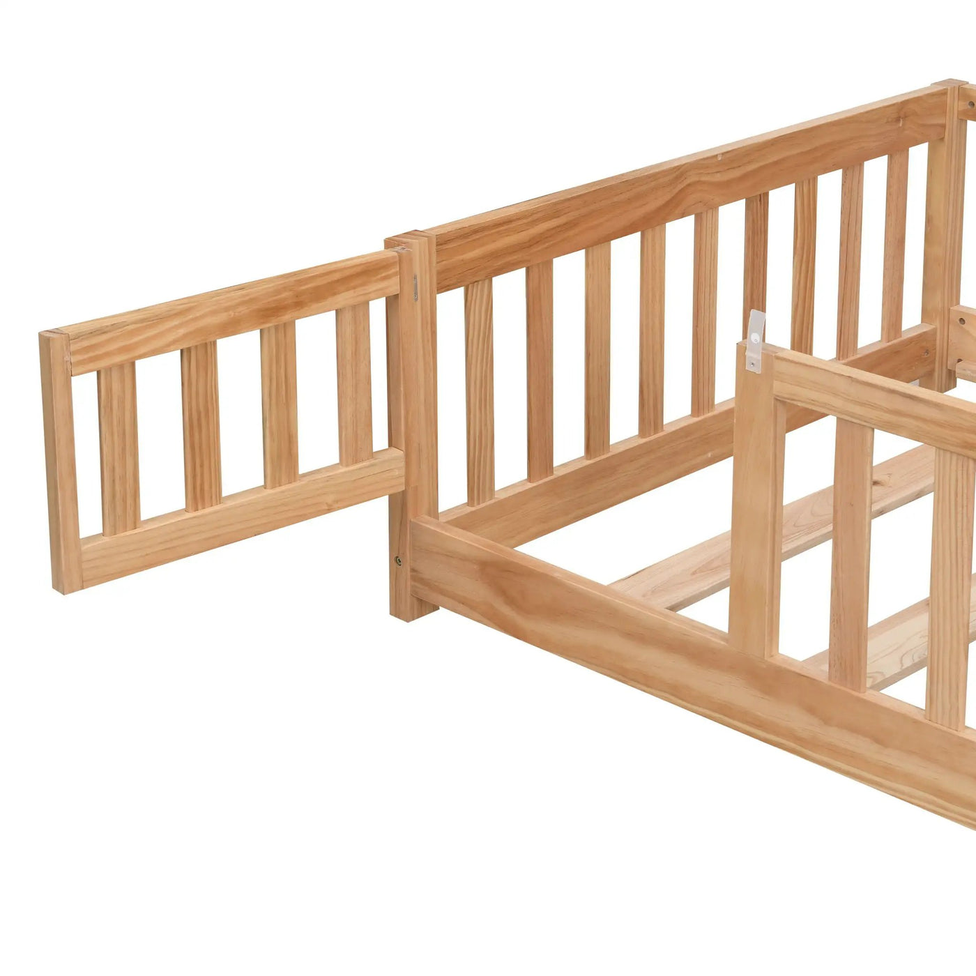 Solid Wood Floor Bed With Door And Fence For Children by HouseOfZazla
